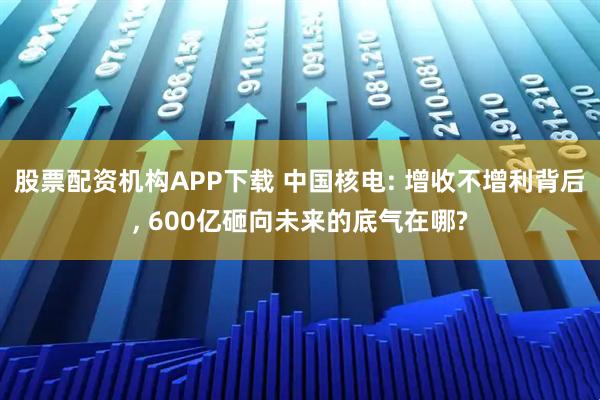 股票配资机构APP下载 中国核电: 增收不增利背后, 600亿砸向未来的底气在哪?