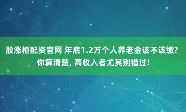 股涨柜配资官网 年底1.2万个人养老金该不该缴? 你算清楚, 高收入者尤其别错过!